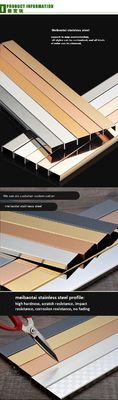 3048mm ความยาวกระจกทองคํา 304 สแตนเลส รูปทรง U ตกแต่งโปรไฟล์ Tile Trim