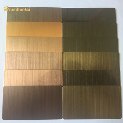แผ่นสแตนเลสตกแต่ง 4 * 8 ฟุตปรับแต่งแปรงผมเคลือบสี PVD