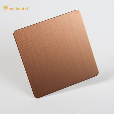 ราคาดี สีน้ําตาลสีชมพูทอง PVD ปกแต่ง 201 Grade Hairline ใบเหล็กไร้ขัด 1219x2438mm สําหรับการใช้งานตกแต่ง ออนไลน์