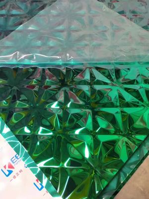 แผ่นสแตนเลสเคลือบ PVD สีน้ำเงินนูน 3 มิติ ขนาด 4x8 ฟุต สำหรับตกแต่งผนัง