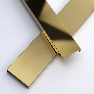 0.8mm U6 U8 U25 Gold Mirror Hailrine Stainless Steel Tile Trim ตกแต่ง U Profile