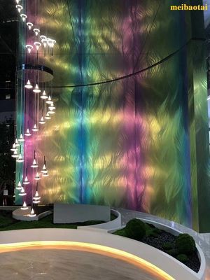 ราคาดี ล็อบบี้ตกแต่งแผ่นสแตนเลสสายรุ้งรูปแบบเลเซอร์แบบกำหนดเอง ออนไลน์