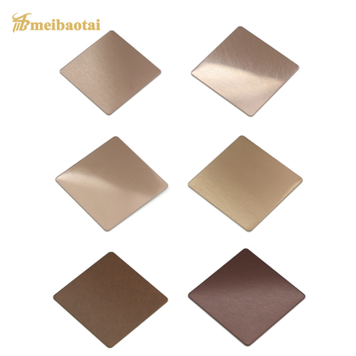 แผ่นสแตนเลสตกแต่งความยาว 2438 มม. SS201 สีบรอนซ์พ่นทรายสีโรสโกลด์