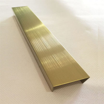 PVD ทองเคลือบ 304 สแตนเลส U Trim ตะเบียนตกแต่ง Trim ความกว้าง 10 มม
