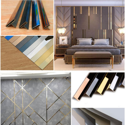 JIS Standard 304 สแตนเลส U Profile Tile Trim ด้วย V Groove สําหรับการปกป้องด้านตกแต่ง