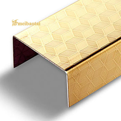 3050mm ความยาวกระจกทองเงิน 304 สแตนเลส U Shape Tile Trim