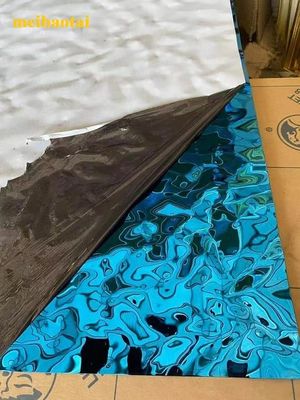 ราคาดี Ss304 201 สแตนเลสแผ่นกระจกน้ําสีฟ้า กระจกคลื่นแผ่นเครื่องประดับ ออนไลน์