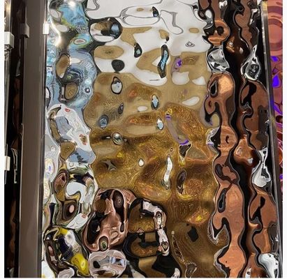 แผ่นสแตนเลสลายคลื่นน้ำ ผิวเงากระจก ความหนา 0.65 มม. มาตรฐาน ASTM สำหรับตกแต่ง