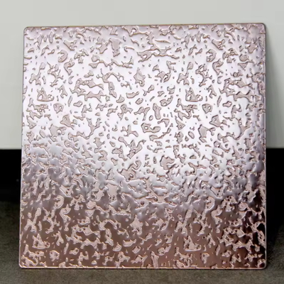 แผ่นตกแต่งสแตนเลสสตีลลาย Rose Gold นูน Ss304 201