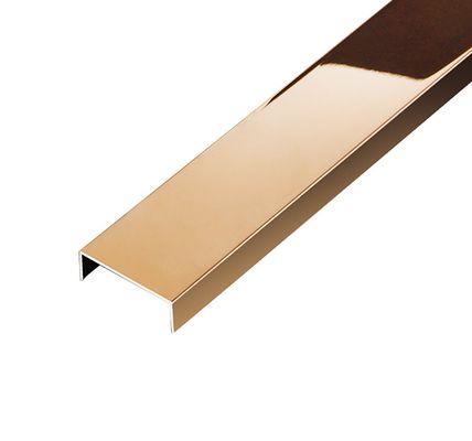 ราคาดี SS304 สีทองกุหลาบเส้นผม สายกระจก ปรับการพิมพ์นิ้วมือ สแตนเลส U Tile Trim สําหรับผนังตกแต่ง ออนไลน์