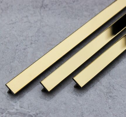 ราคาดี ทองกระจก สแตนเลส สแตนเลส T Shape Tile Trim กับ Anti Finger Print และความหนา 0.65MM สําหรับตกแต่งผนัง ออนไลน์