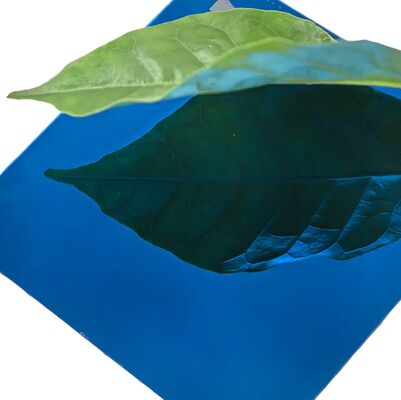 แผ่นสแตนเลสสตีลตกแต่งสี Pvd สีน้ำเงินกระจก Ss201