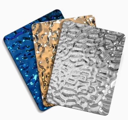 3D Mirror Finish Water Ripple แผ่นสแตนเลสสําหรับโครงการโรงแรม