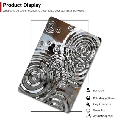 ราคาดี 304 8K Mirror Effect ลายหยดน้ำฝนระลอกคลื่นแผ่นสแตนเลสสำหรับผนัง ออนไลน์