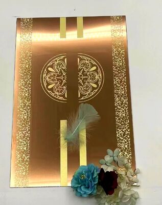 ราคาดี แผ่นสแตนเลสขัดเงาสลักกระจกสีทอง 1220*2440 MM สี่ฟุต ออนไลน์