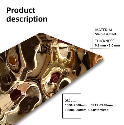 Rose Gold Mirror Water Ripple Stainless Steel Sheet For Interior Decor