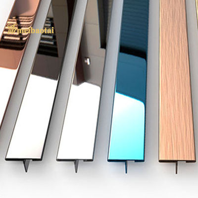 3048 มม สีดํา PVD ปกแต่ง 304 สแตนเลส Tile Trim และผลกระทบ Tile Strip สําหรับการป้องกันมุม