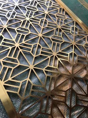 ฉากกั้นห้องสแตนเลสหนา 30 มม. สีทองเหลืองโบราณ ขนาดสั่งทำพิเศษสำหรับตกแต่งโรงแรม