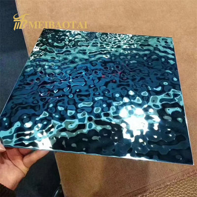 ราคาดี แผ่นสแตนเลสเคลือบ PVD สีน้ำเงินลายคลื่นน้ำ ขนาด 1000 มม. X 2000 มม. พร้อมฟิล์ม PVC 7c สำหรับฝ้าเพดานตกแต่ง ออนไลน์