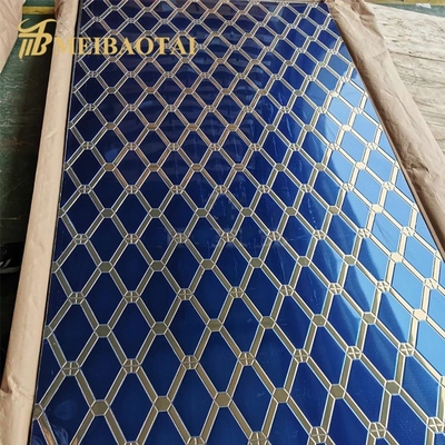 แผ่นตกแต่งลวดลายเพชรสีน้ำเงินทองผสม 4x8 ฟุตสำหรับเคาน์เตอร์