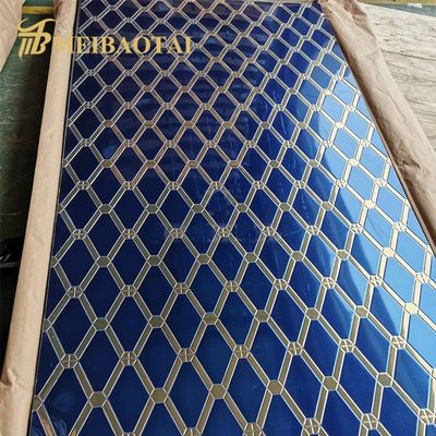 สีทองฟ้าสีผสม เนื้อเพชรแบบสแตนเลส 4x8 ฟุต สําหรับตกแต่งคอนเตอร์