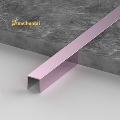 สีชมพู PVD โครงการเคลือบสแตนเลส U15mm Tile Trim with 0.65mm Thickness สําหรับตกแต่งพื้น