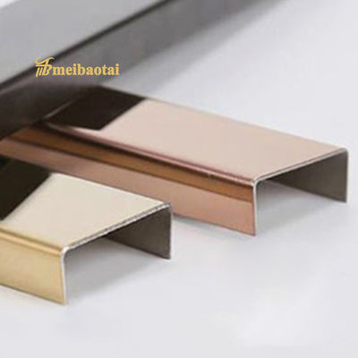 PVD Brushed Rose ทองเหล็กไร้สแตนเลส Tile Trim 10 มม Bullnose U Trim สําหรับตกแต่งพื้น