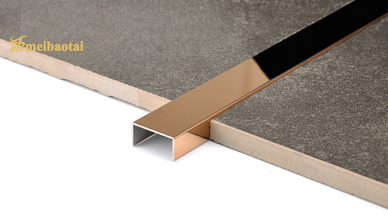 กระเบื้องกระจกเงาความยาว 3048 มม. PVD Rose Gold Stainless Steel U Trim