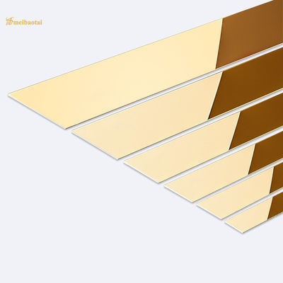 0.55 มม ความหนา SS304 กระจกสแตนเลส Tile Trim ด้วยทอง PVD Coating สําหรับผนังและพื้น edging