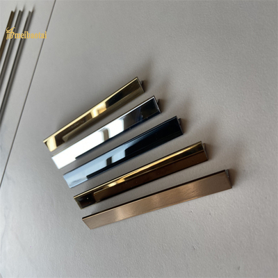 304 T สล็อตสแตนเลส Tile Trim Gold Mirror Finish โปรไฟล์ตกแต่ง